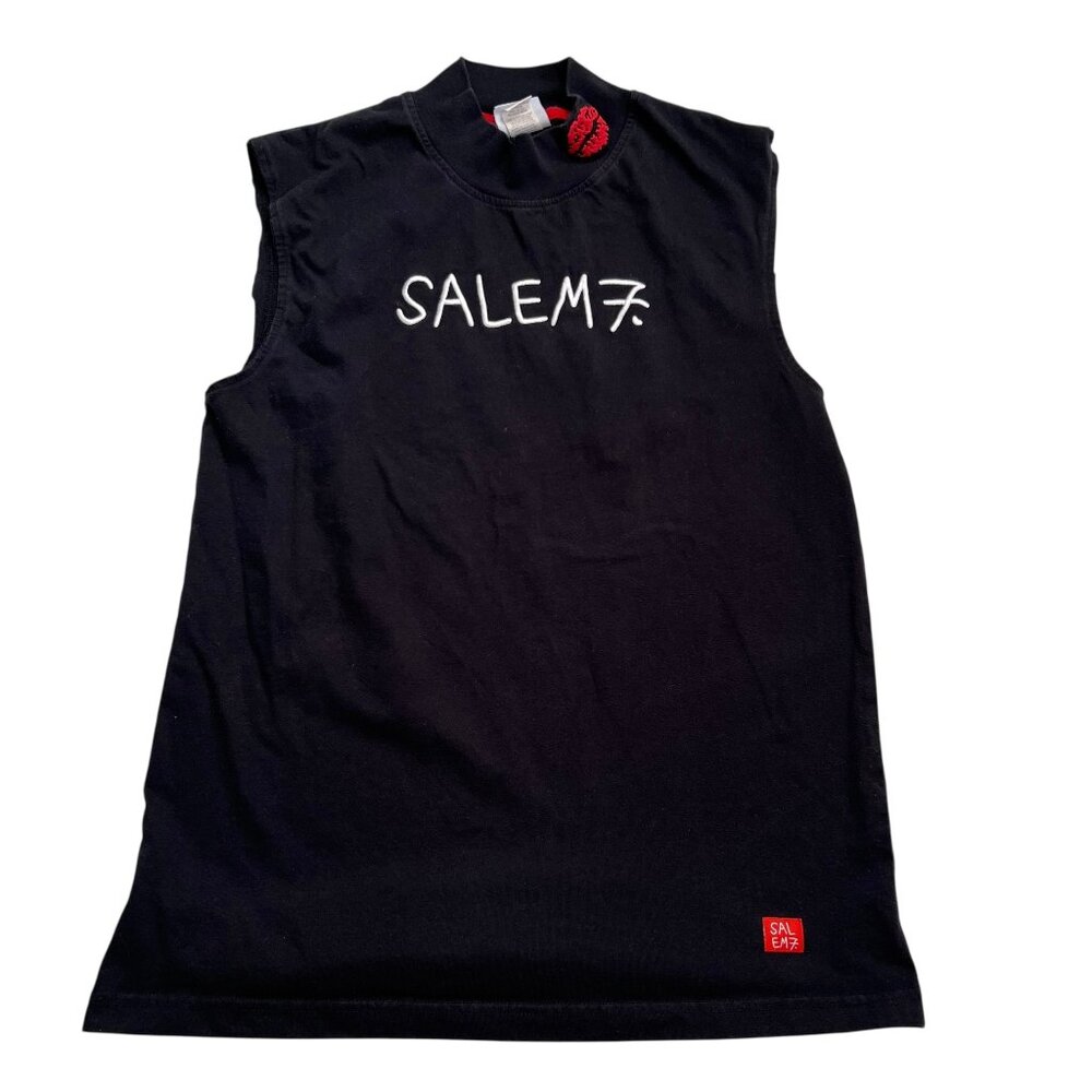 Salem 7 turtleneck shirt adult Small black white red lips sleeveless top